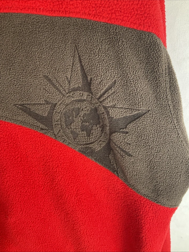 Oakley Vintage Mens Red Red Gray Fleece Full Zip Jacket Y2K Grunge Compass Logo - Image 2 of 4