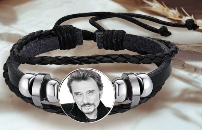 Johnny Hallyday Bracelet photo personnalisé, pour hommes et femmes. - Photo 3/4