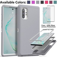 For Samsung Galaxy Note 10 Plus Case, Rugged Heavy Duty Cover Tempered Glass