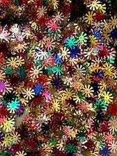 600 Vtg Metallic Multicolor 16mm Starburst Large Spoke Loose Sequins Xmas Crafts