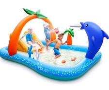 EVAJOY EJ-HF022 Inflatable Play Center Kiddie Pool with Slide Sprinkler