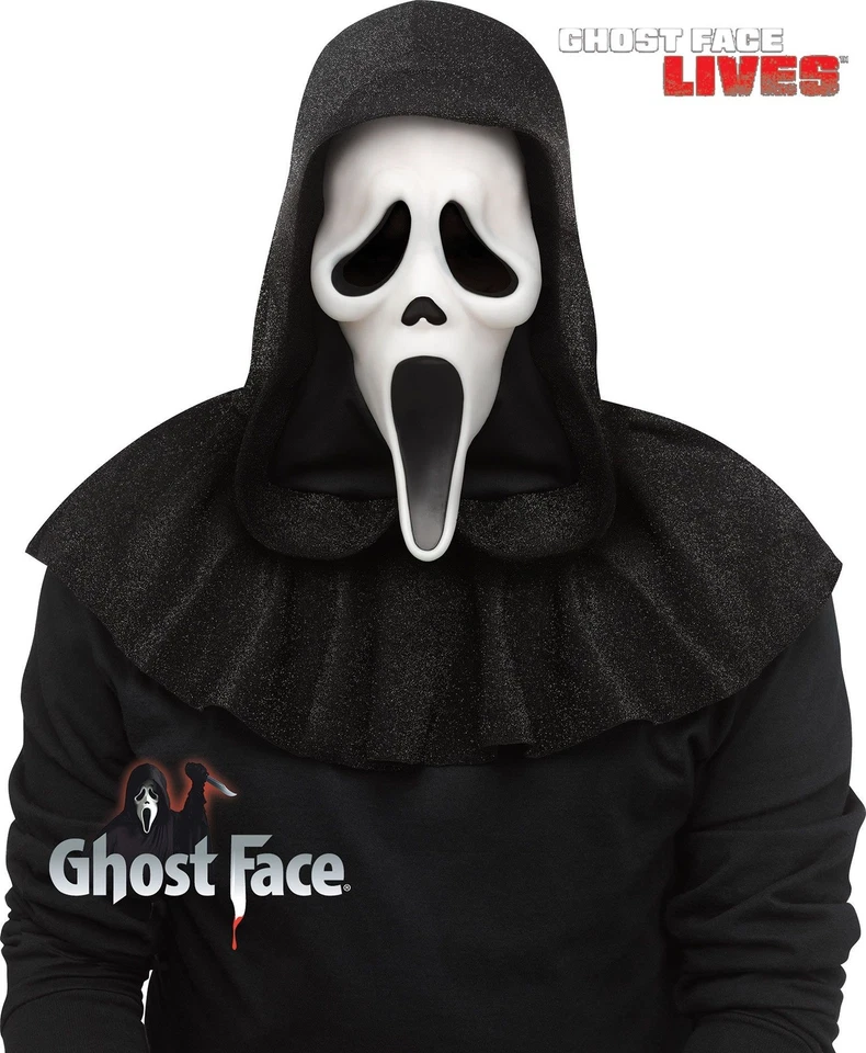 Ghost Face Mask 25th Anniversary Shimmer Hood Scream Halloween Costume Adult - Image 2 of 2