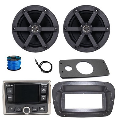 Infinity Marine Radio, ANT, 2x 6.5'' 100W Black Speaker w/Wire,Adapter, Spa Bezel