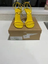 Christian Louboutin So Me 100 Yellow Patent Ankle Strap Sandal Heel EU 39/US 9