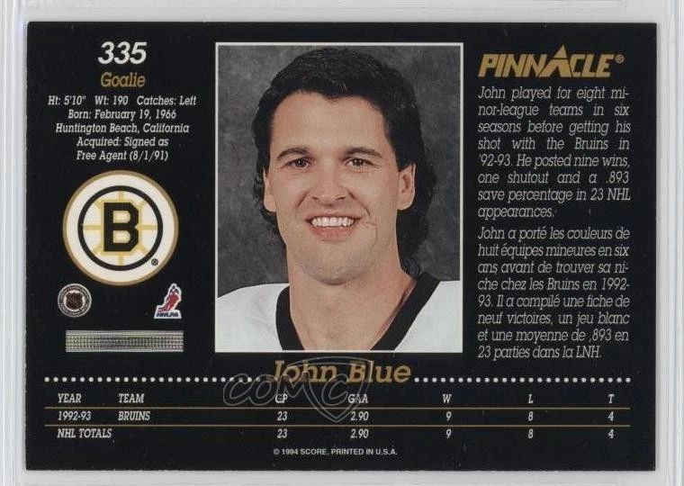 1993-94 Pinnacle French John Blue #335 - Image 2 of 2