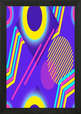 Retro Abstraktes Geometrisches Muster Gerahmtes Wandbild Poster Druck Bild
