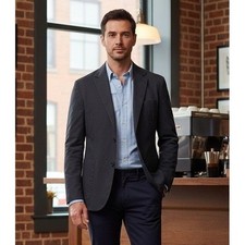 Theory Men's Sport Coat Jacket Size 40 Two Button Formal Cotton Dark Navy Blue