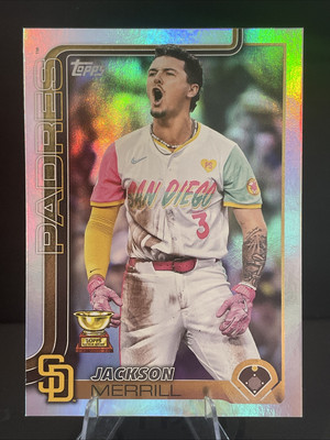 2025 TOPPS JACKSON MERRILL RAINBOW FOIL PARALLEL-PADRES 2ND YEAR 