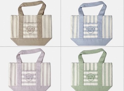 NWT Trader Joe's Striped Canvas Mini Tote Set of 4 Summer 2026