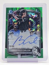 BILLY CARLSON 2025 BOWMAN CHROME GREEN LAVA REFRACTOR /99 1ST ROOKIE AUTO Q3701