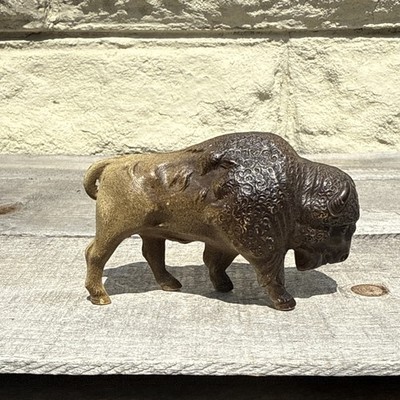 Vintage Antique Celluloid Bison Buffalo Toy Plastic Figure Blow Mold Viscoloid