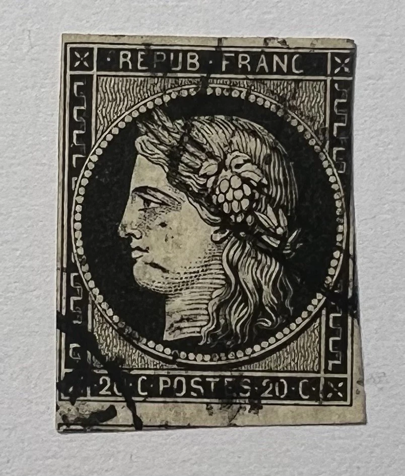 Timbre France 1849 Cérès 20c Noir/jaunâtre Paire - Occasion Collection Philatélie