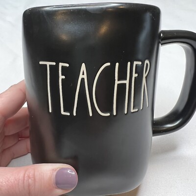 RAE DUNN by Magenta Artisan Collection ''TEACHER'' Black Coffee Cup Mug