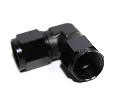 AN10 10AN Female to AN-10 Female 90° Deg Swivel Fuel Oil Gas Line Fitting Black
