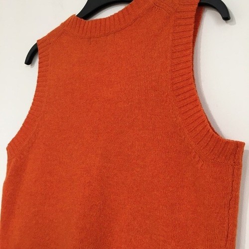 Boden maglione cardigan vintage lana arancione bottoni scollo a V maglia senza maniche gilet - Foto 10 di 16