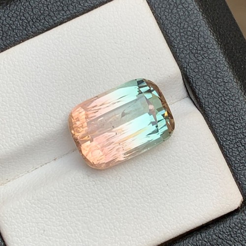 Bicolor Natural Tourmaline Ring, Necklace Pendant Loose Gemstone 9.65 Ct Cushion - Bild 8 von 13