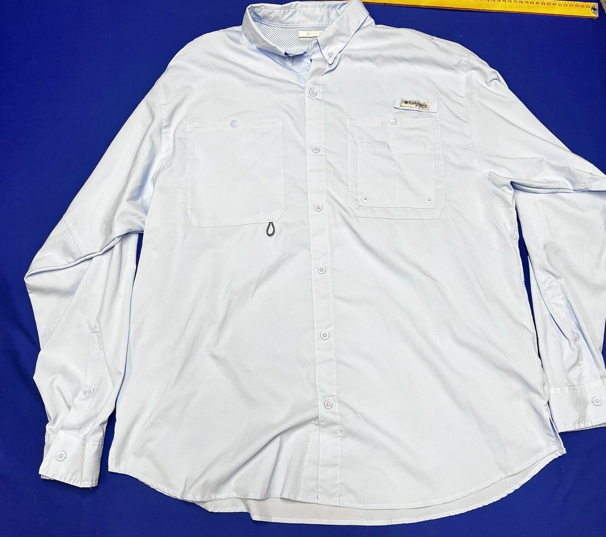 Chemise Columbia PFG - Bleu Aqua, Manches Longues, Taille L - Omni-ombre