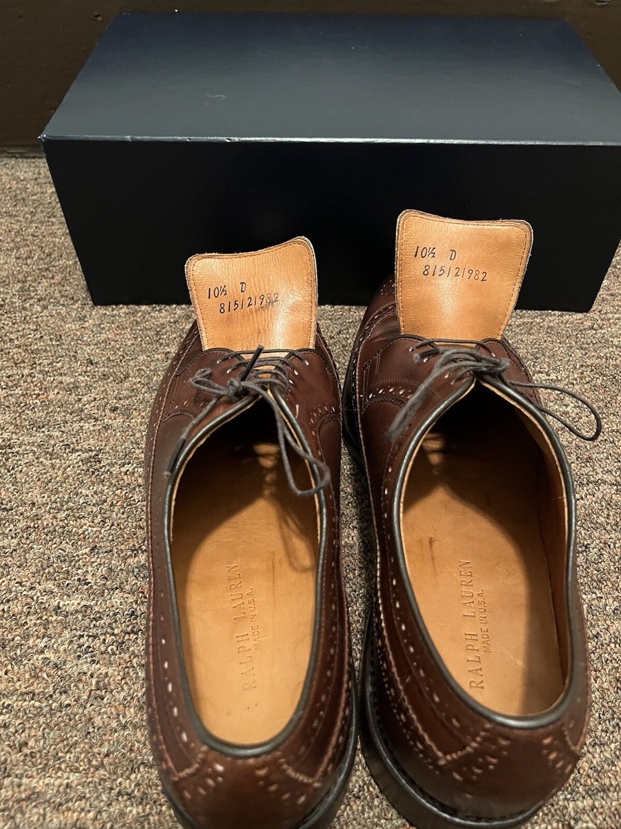 Ralph Lauren Sanderson Burnished Wingtip Shoes | USA Made | 11.5 D Ralph Lauren Sanderson Wingtip Burnished Dark Brow Leather  main image 3