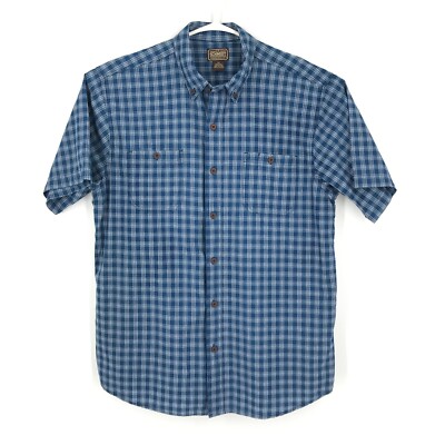 CE Schmidt Mens Shirt Large Blue Short Sleeve Button Up Collared Workwear