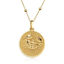 14K Gold Cancer Zodiac Sign Necklace, Cancer Star Sign Pendant, Cancer Jewelry