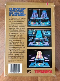 Vintage 1990 Nintendo NES Tengen KLAX Complete Game Sleeve Manual Original Box