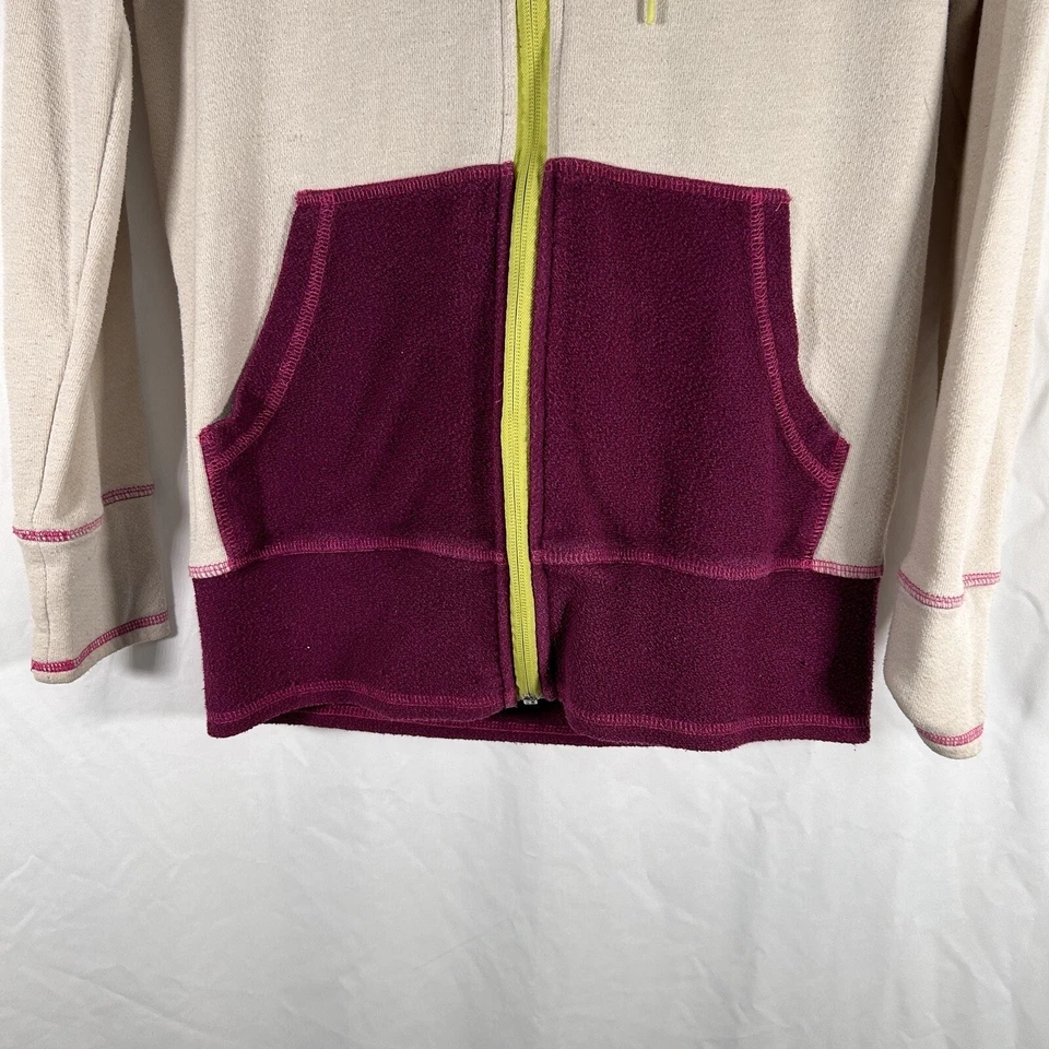 Sudadera con Capucha Zumba Para Mujer Mediana Blanca Púrpura Cremallera Completa Bolsillos con Cordón Mezcla de Algodón Foto 3 de 4