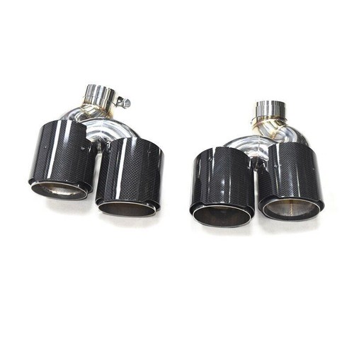 1 Pair Black Carbon Fiber Exhaust for Audi A6 A7 C8 Muffler s Exhaust Tips - Picture 3 of 21