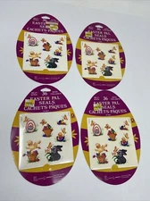 4 Vintage AMSCAN Easter Pal Seals Stickers New Sealed 45419 Hong Kong Self Stick