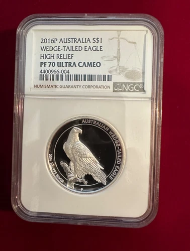 AUSTRALIA 2016-P $1 DOLLAR WEDGE-TAILED EAGLE HIGH RELIEF NGC PF70 ULTRA CAMEO
