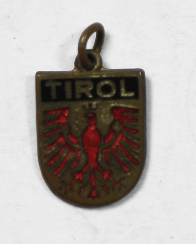 Silver Plated Red & Black Enamel Tirol Charm Pendant 14mm  - Picture 3 of 3