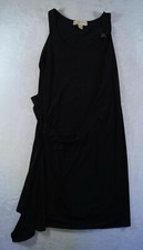 Michael Kors Dress S Black Sleeveless Wrap Tiered Gold Trim Lined Midi