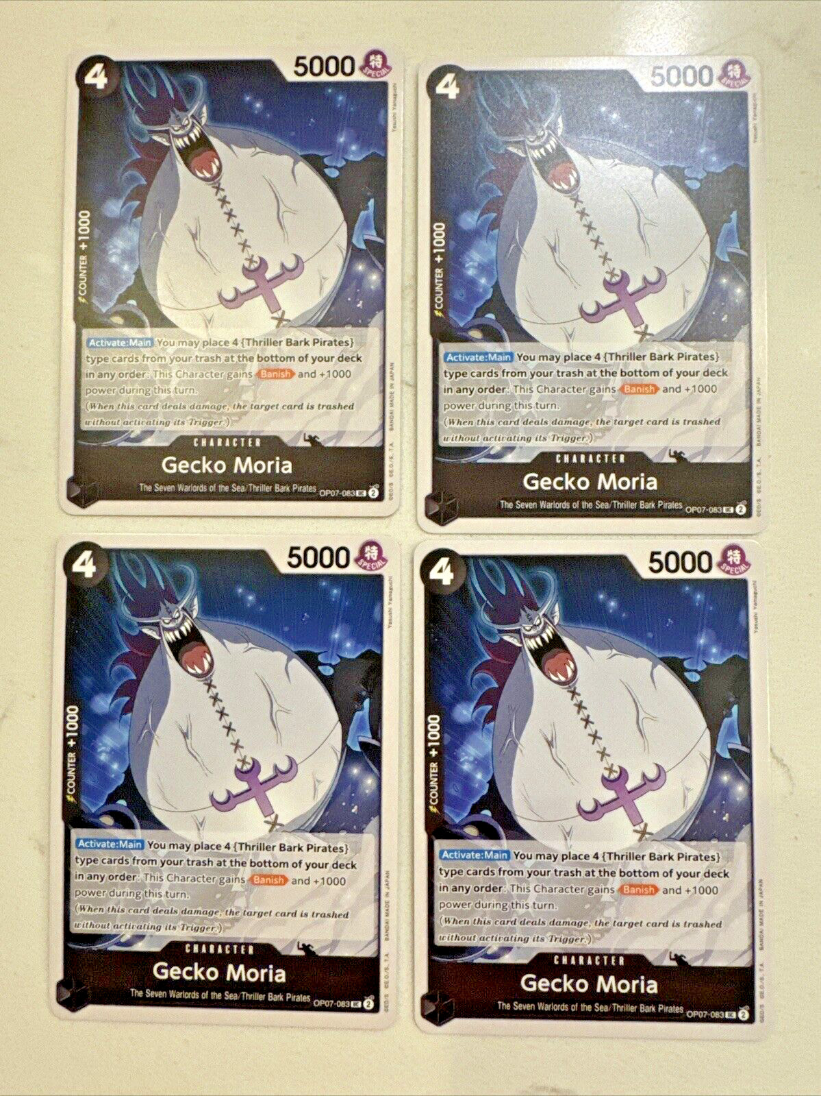 OP07-083 One Piece Card TCG Gecko Moria (UC) Black 500 Years 4X Playset English