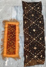 1x4 antikes afrikanisches Kuba Showa Tuch Raffia Handarbeit Textil natur gewebt