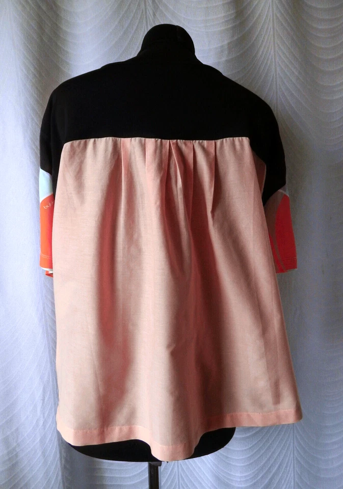 Blusa Top Byblos Talla L Hecha en Italia Manga Corta Multicolor Cuello Henley Foto 4 de 4