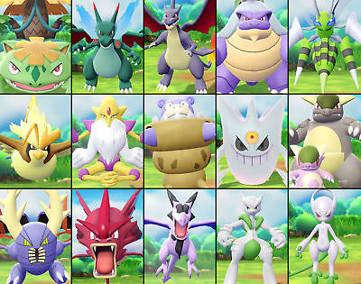 All 15 Shiny Mega Pokemon Set Pokemon Lets Go Pikachu Eevee 6iv Max Av Ebay