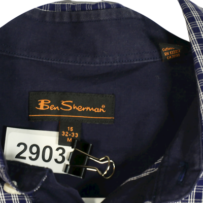 Ben Sherman Blue Plaid Mens Size M 15 32 33 Button Up Shirt 100
