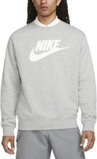 Sz Small NIKE Men's NSW Club Fleece Graphic Crew Sweatshirt Gray DQ4912-063