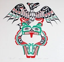 Tony Hunt Sr Original Silkscreen Hand Signed Numbered Native Raven Serpent 1985