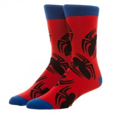 Spider-Man Logo All Over Print Men's Crew Socks Marvel Comics Spiderman Red NEW
