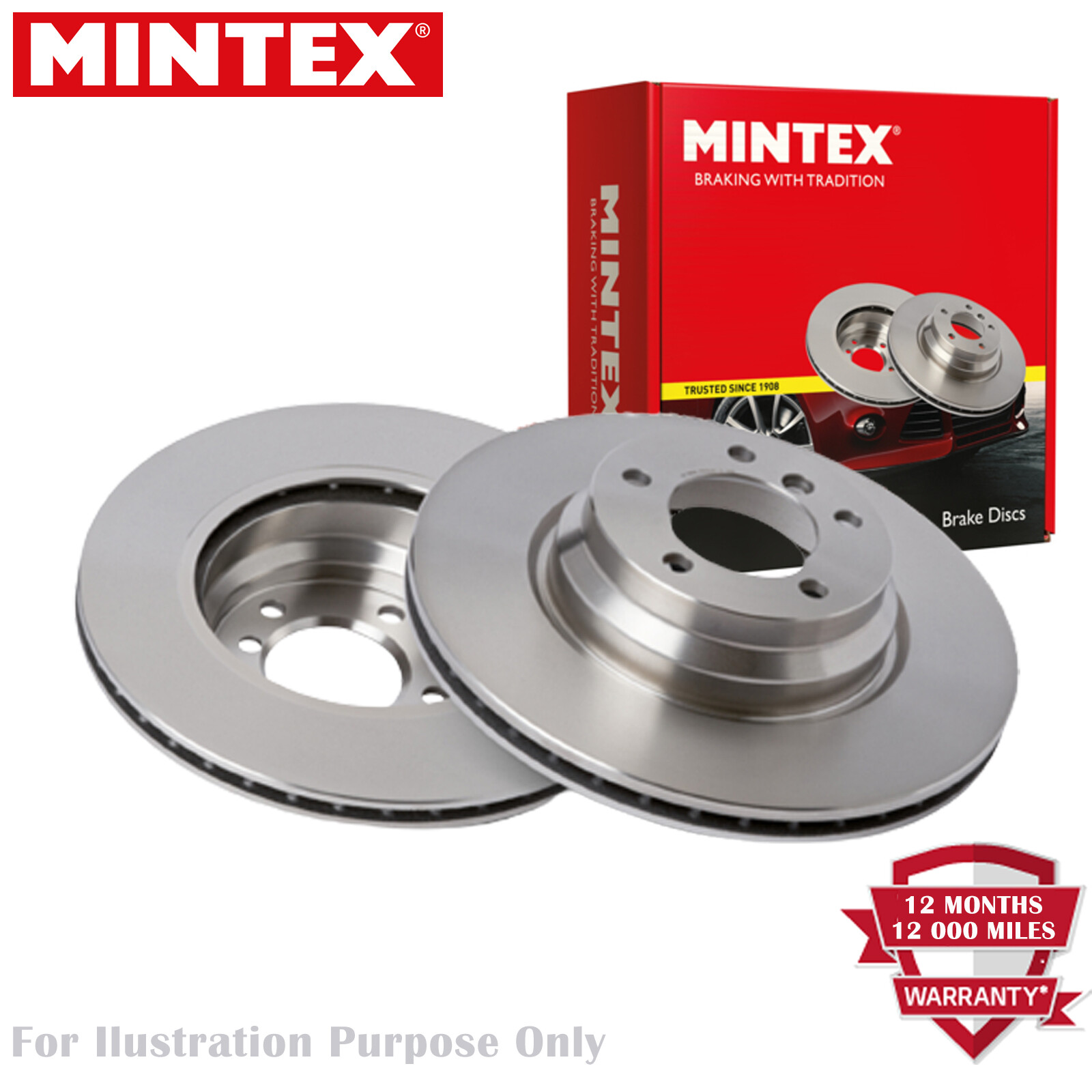 For Vauxhall Brake Discs Pair Front Vented 260 mm Diameter MDC1455C Mintex