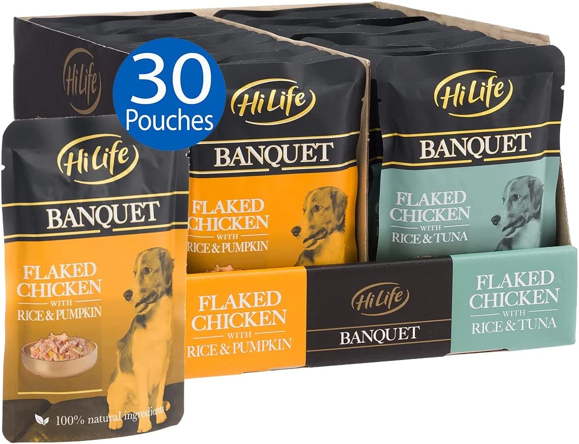 HiLife BANQUET Wet Dog Food Flaked Chicken Breast Rice Tuna