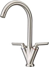 Vita Swan Neck Stainless Steel Kitchen Sink Mixer Taps – Twin Lever,