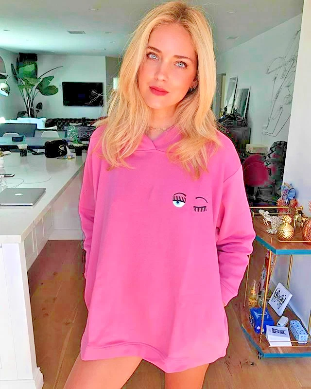 NWT Chiara Ferragni Women Wink Patch Diana Hoodie Sweatshirt sz XS
