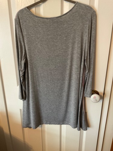 UK 16, GREY,PINK, LILAC tunic, birds,sequins, shark-bite hem, back plain.Unworn - Picture 3 of 3
