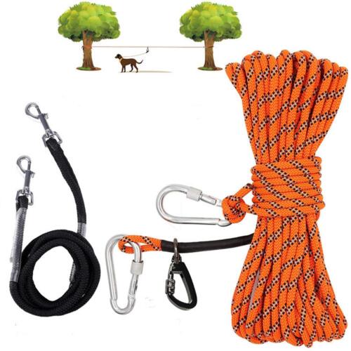 Dog Trolley Runner Cable Carabiners Pulley Nylon for Outdoor Events Gardens - Afbeelding 1 van 12