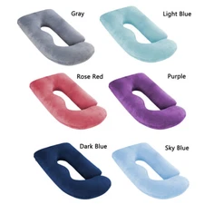 "J"  Shaped 69in Pregnancy Pillow Full Body Pillow with Velvet Cover Bed Pillows