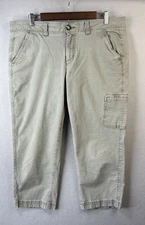 Eddie Bauer Capri Cargo Pants Women's Size 14 Green Performance Flex Hiking Work