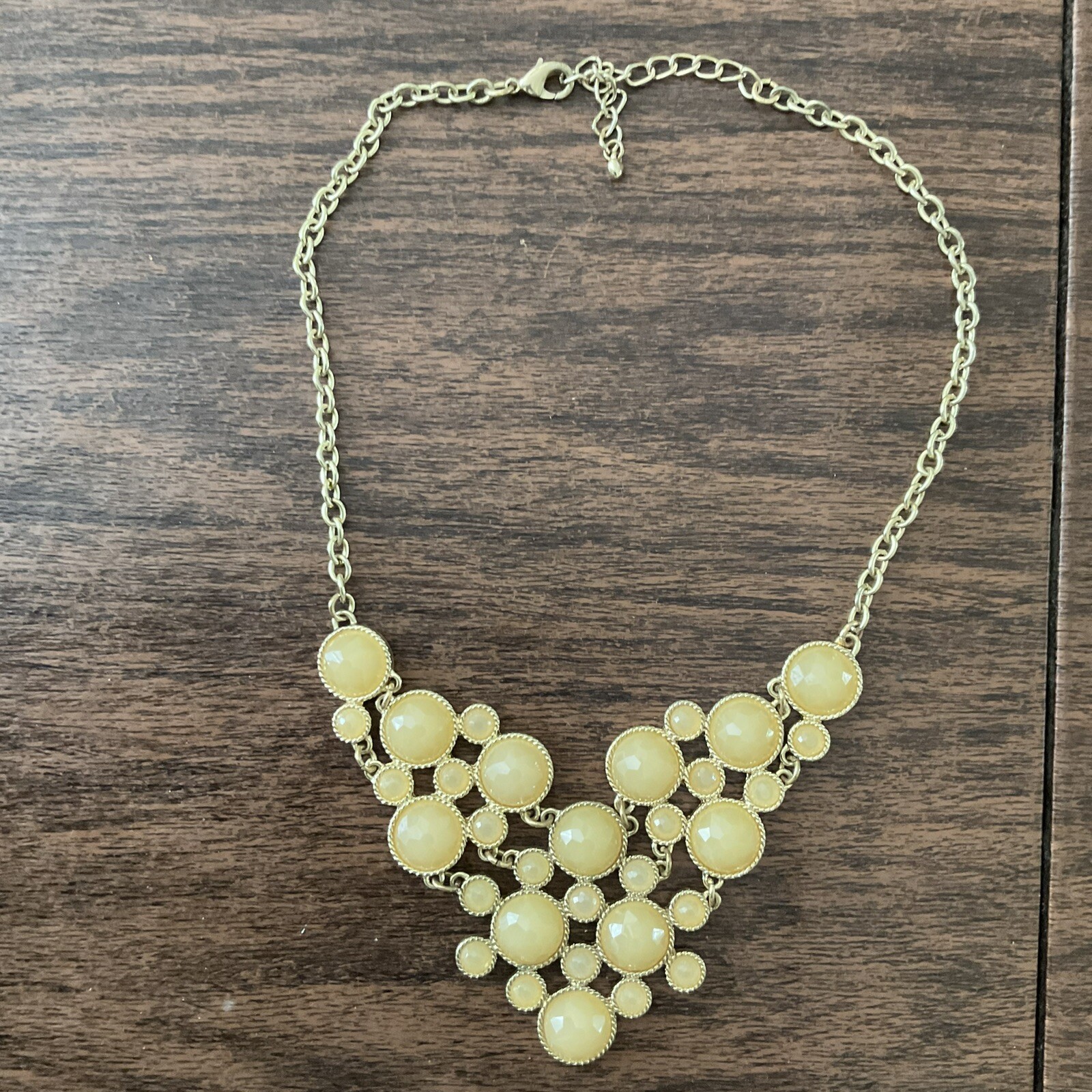 Yellow Facetted Bubble Statement Necklace 20” - image 1
