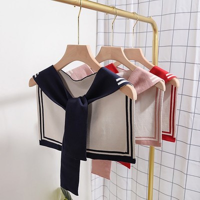 Nackenschutz weiblicher Wollschal Strickschal koreanischer Stil Schals Streifen Halstuch _wo