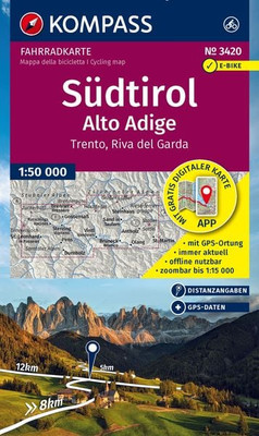 KOMPASS Fahrradkarte 3420 Südtirol / Alto Adige, Trento, Riva del Garda (4 Ka...
